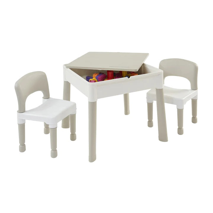 Kids Plastic Square 5-in-1 Activity Table and 2 Chairs