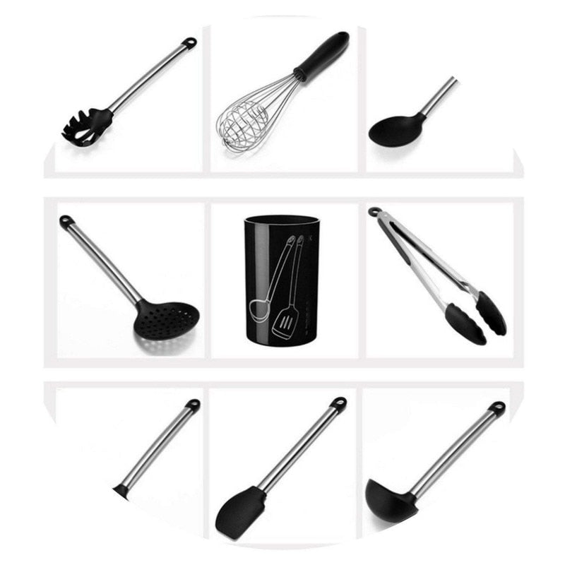 9 Pieces Silicone Kitchen Cooking Utensil Set
