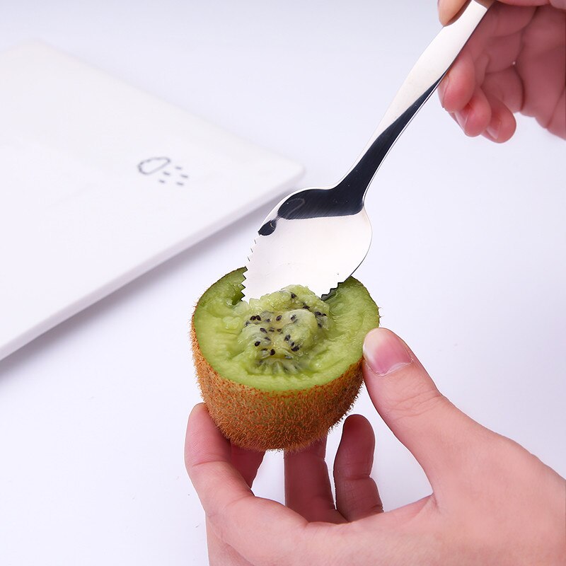 Stainless Steel Multi-functional Double Headed Mud Scraping Fruit Spoon