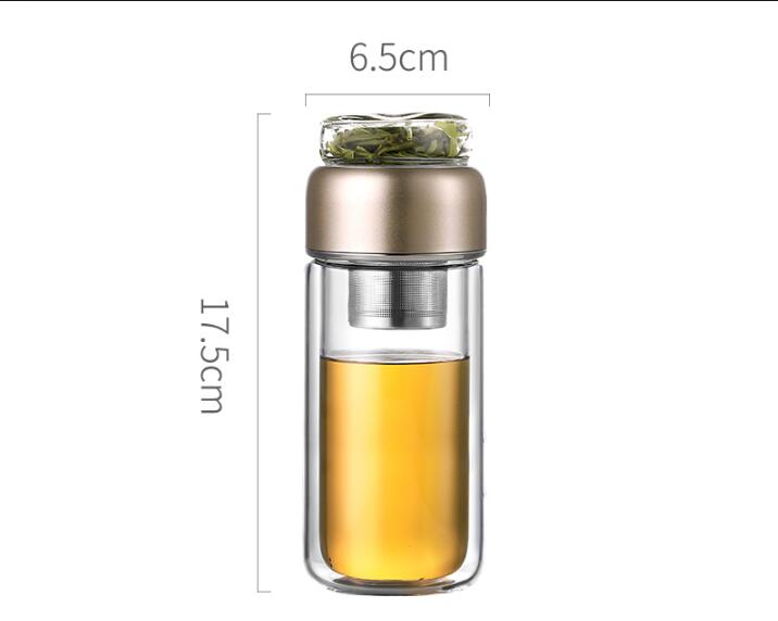 Tea Infuser Portable Double Wall Glass Mug Water Bottle