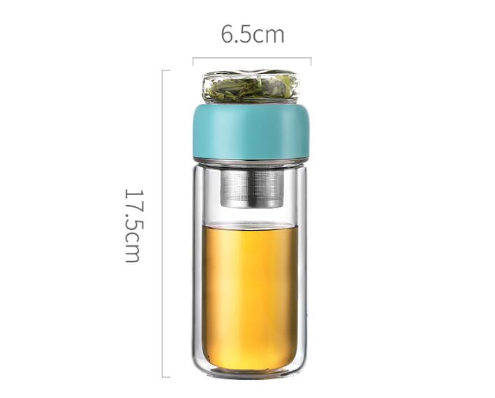Tea Infuser Portable Double Wall Glass Mug Water Bottle