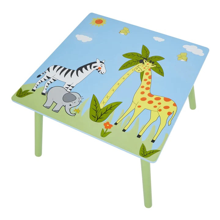 Children's Safari Square Wooden Table and 2 Chairs