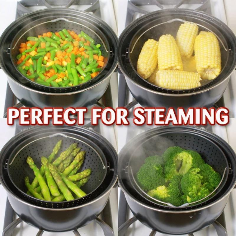 Stainless Steel Non-stick Cooking Pot with Built-In Strainer Water Filter Drain Basket