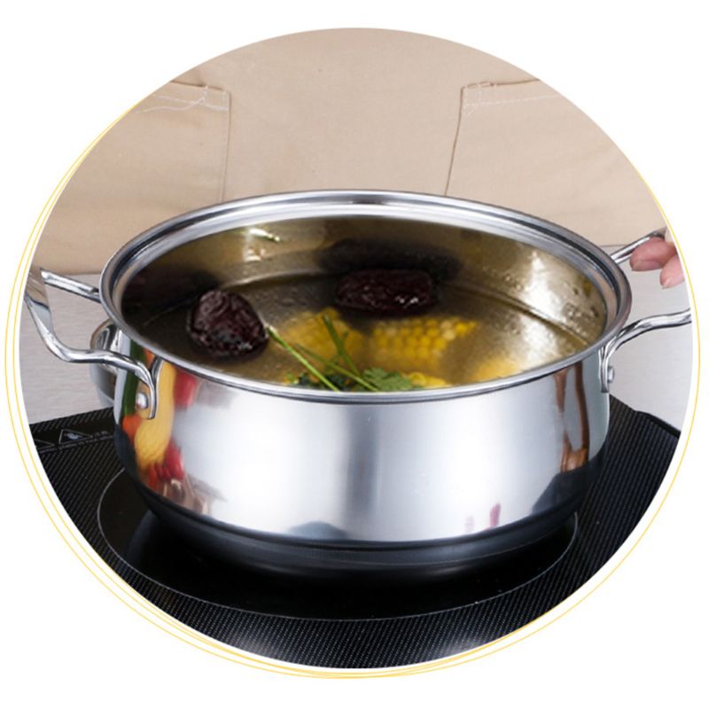 3pcs Stainless Steel Flat Bottom Frying Pan Soup Pot and Milk Pot Cookware Set