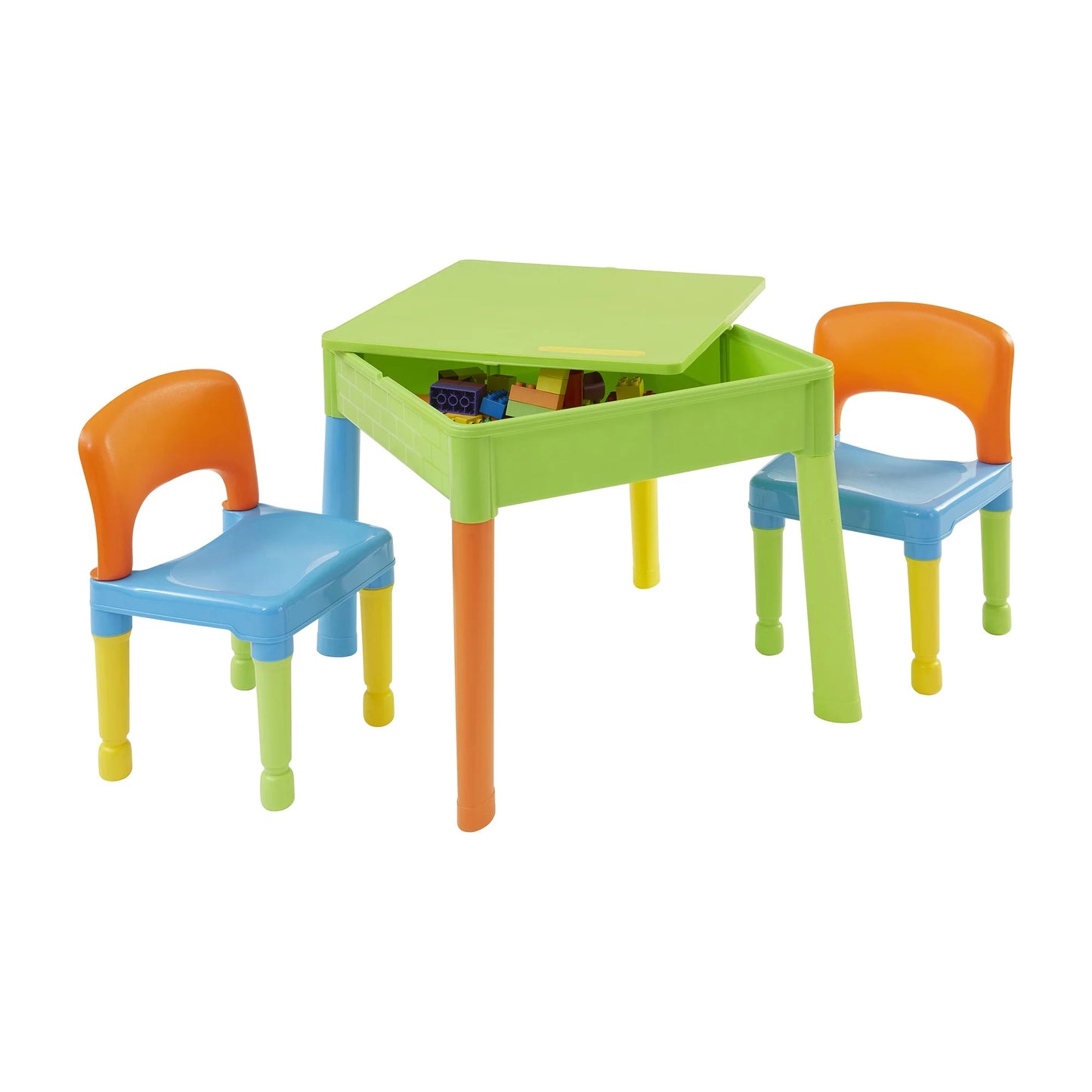 Kids Plastic Square 5-in-1 Activity Table and 2 Chairs