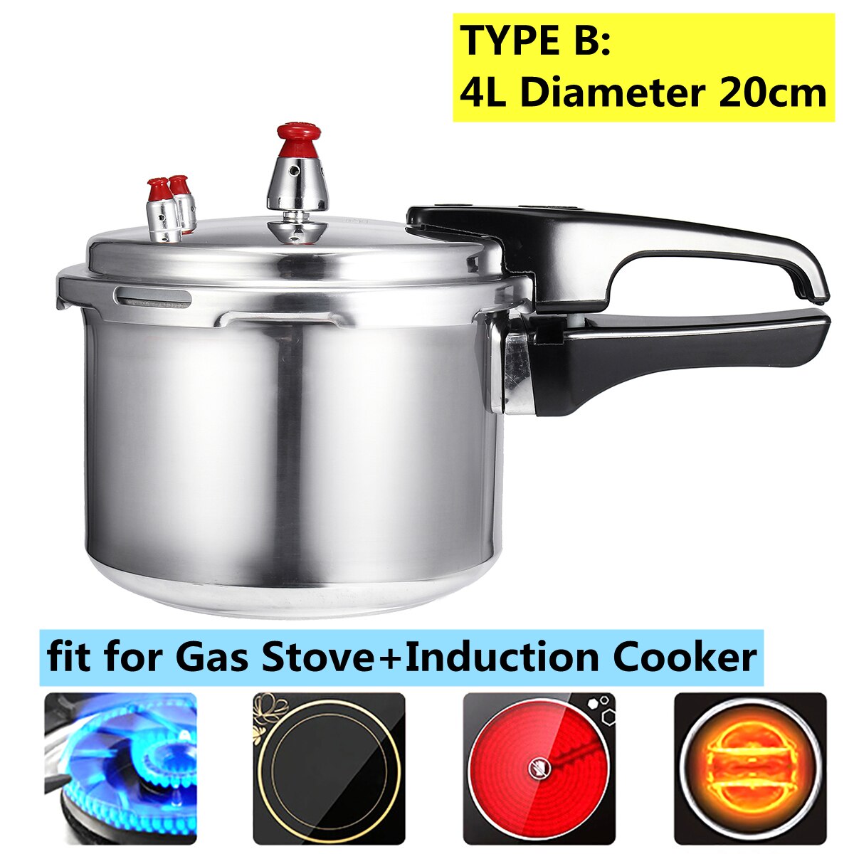 High Quality Aluminum Alloy Pressure Cooker for Gas Stove and Electric Induction Cookers