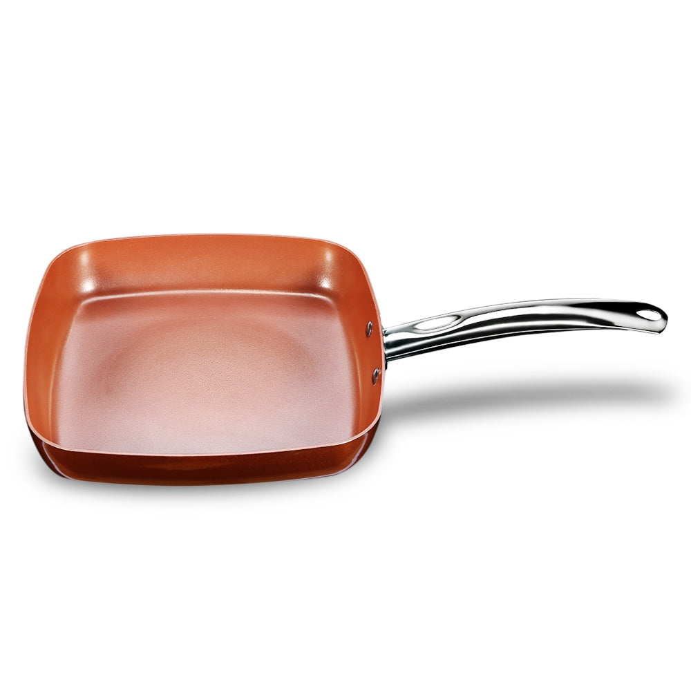 Non-stick Copper Square Frying Pan Skillet with Ceramic Coating