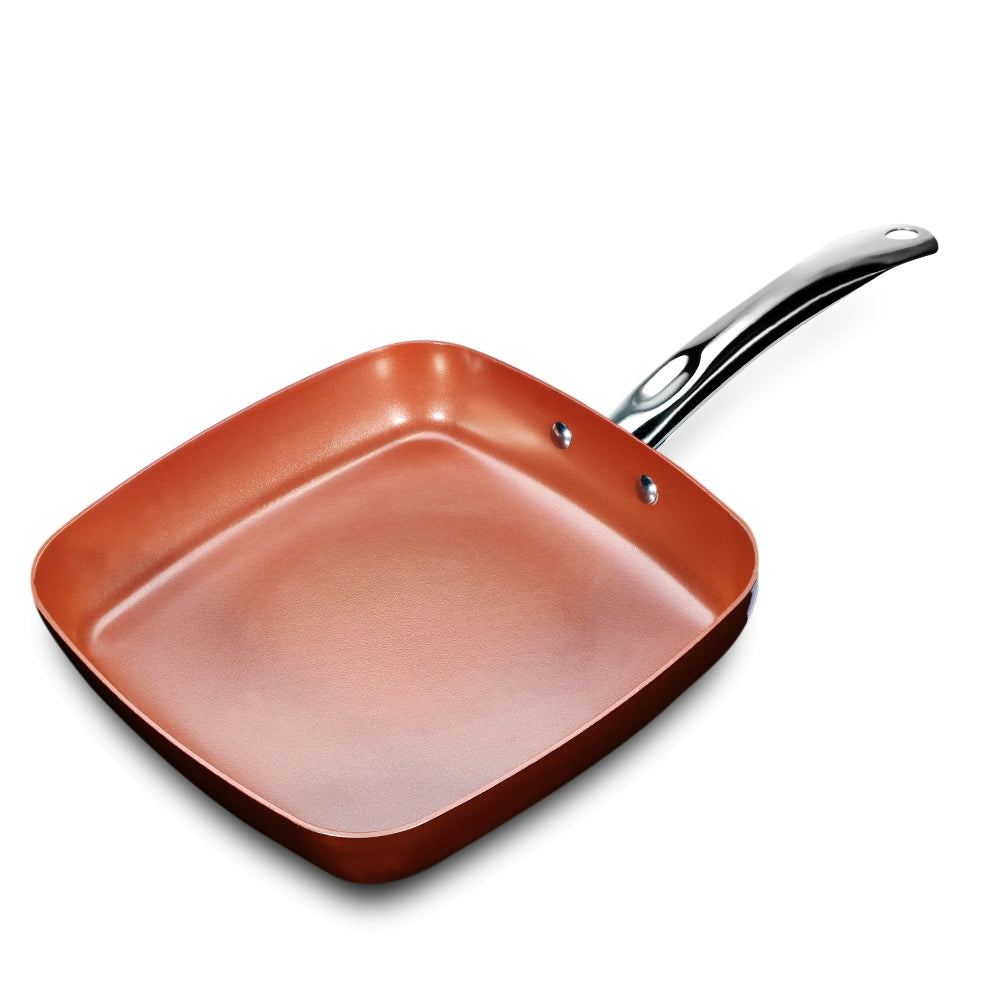 Non-stick Copper Square Frying Pan Skillet with Ceramic Coating