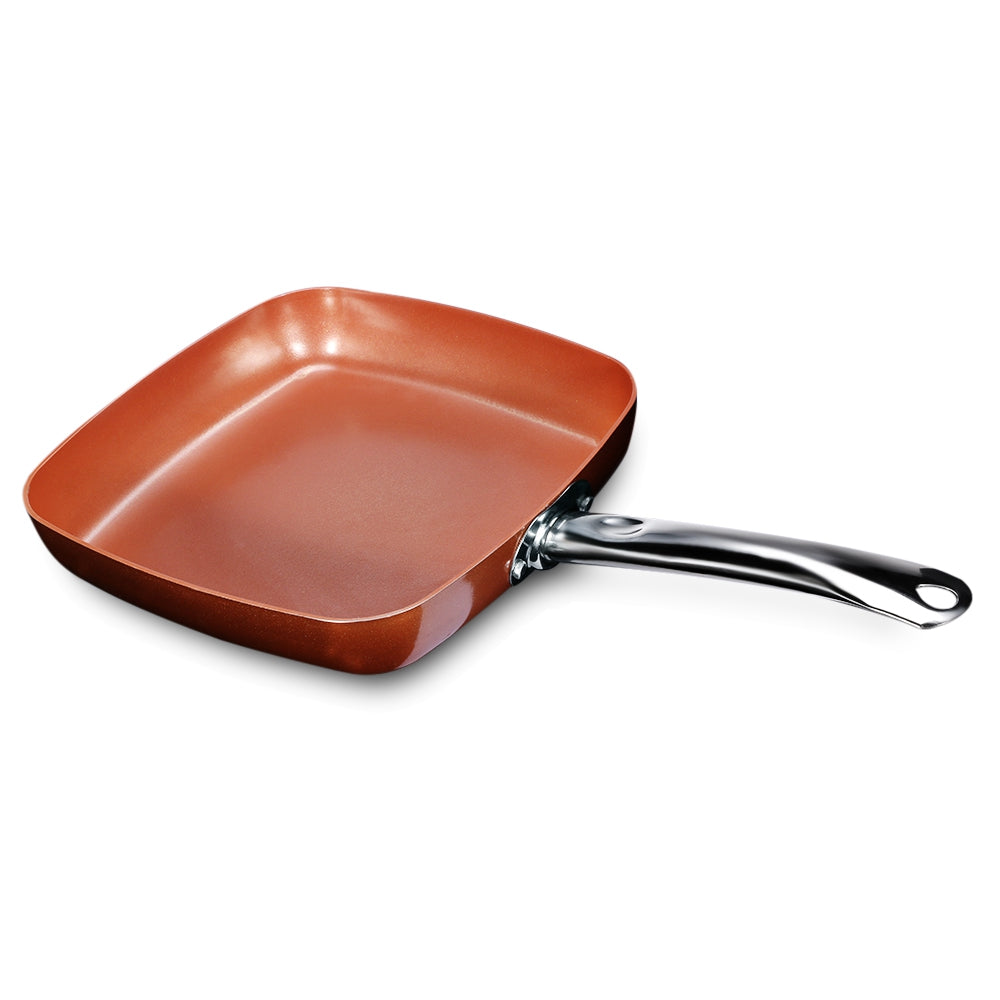 Non-stick Copper Square Frying Pan Skillet with Ceramic Coating