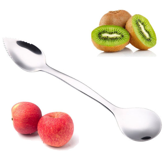 Stainless Steel Multi-functional Double Headed Mud Scraping Fruit Spoon