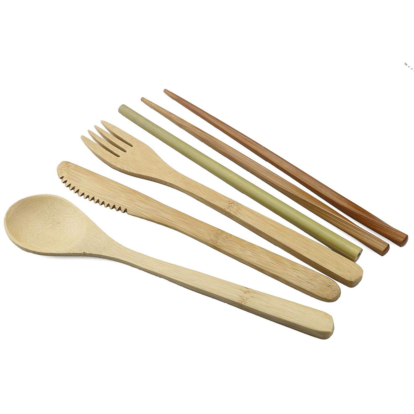 7-Piece Bamboo Dinnerware Cutlery Set with Straw