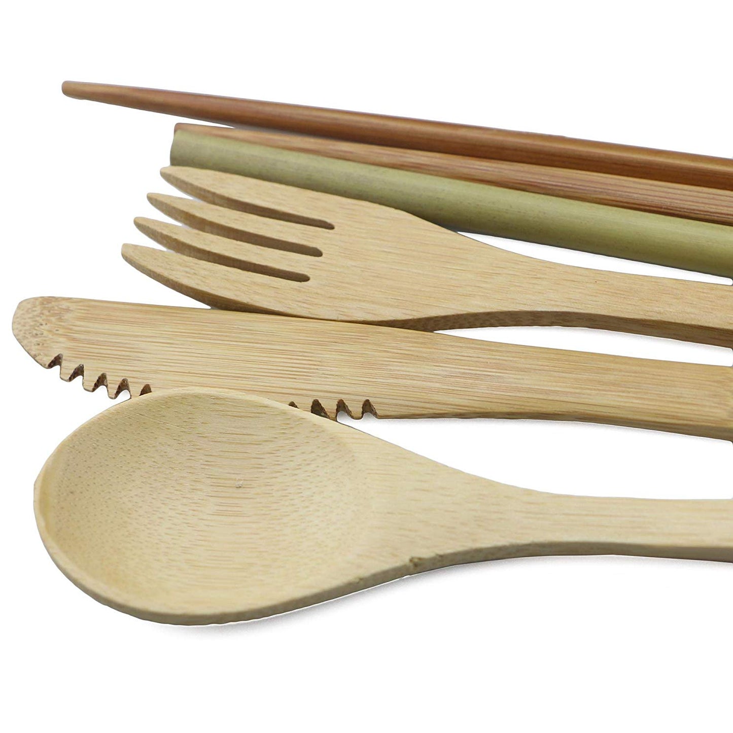 7-Piece Bamboo Dinnerware Cutlery Set with Straw