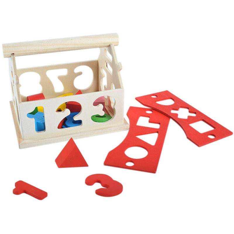 Building Blocks Number Letter Multicolor Kids Learning Wooden Toy House