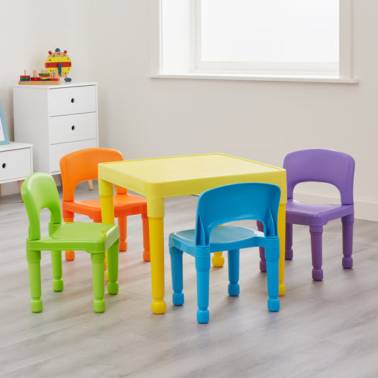 Children's Multi-Coloured Table and 4 Chairs Set