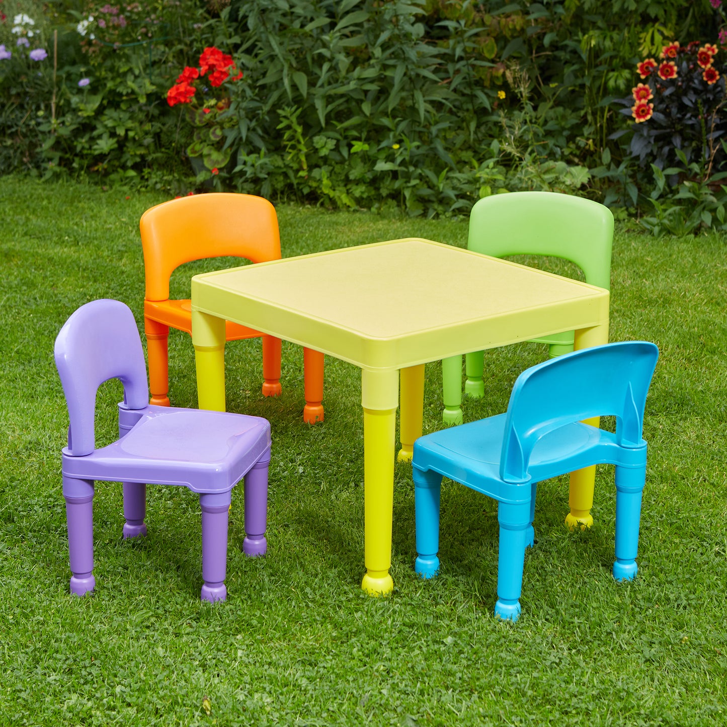 Children's Multi-Coloured Table and 4 Chairs Set