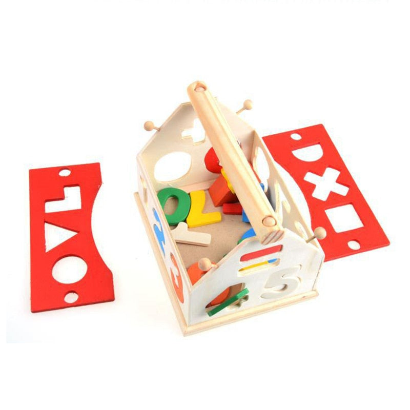 Building Blocks Number Letter Multicolor Kids Learning Wooden Toy House