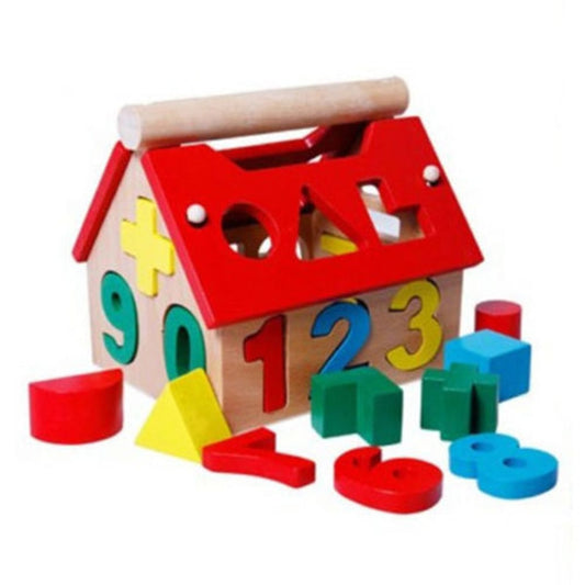 Building Blocks Number Letter Multicolor Kids Learning Wooden Toy House