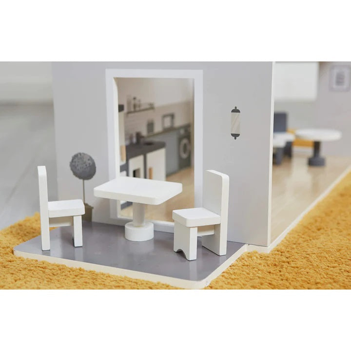 Contemporary Dolls House with 18 Handcrafted Wood Furniture Accessories