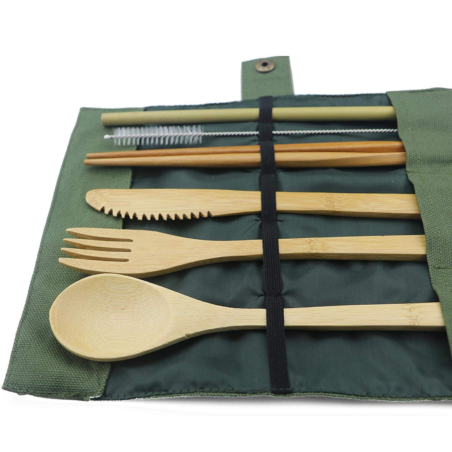 7-Piece Bamboo Dinnerware Cutlery Set with Straw