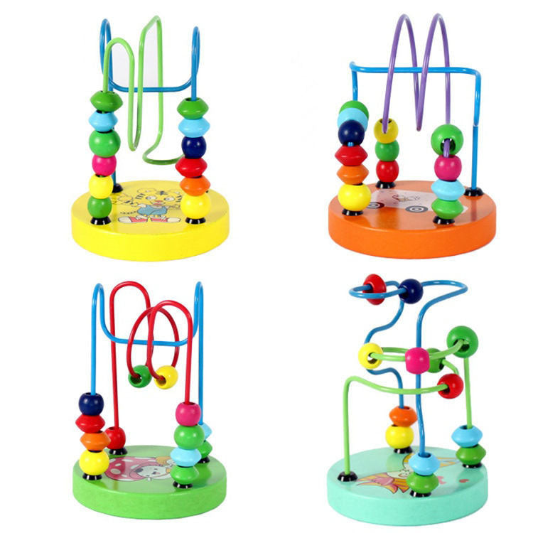 Children's Colorful Wooden Mini Around Beads Educational Toy
