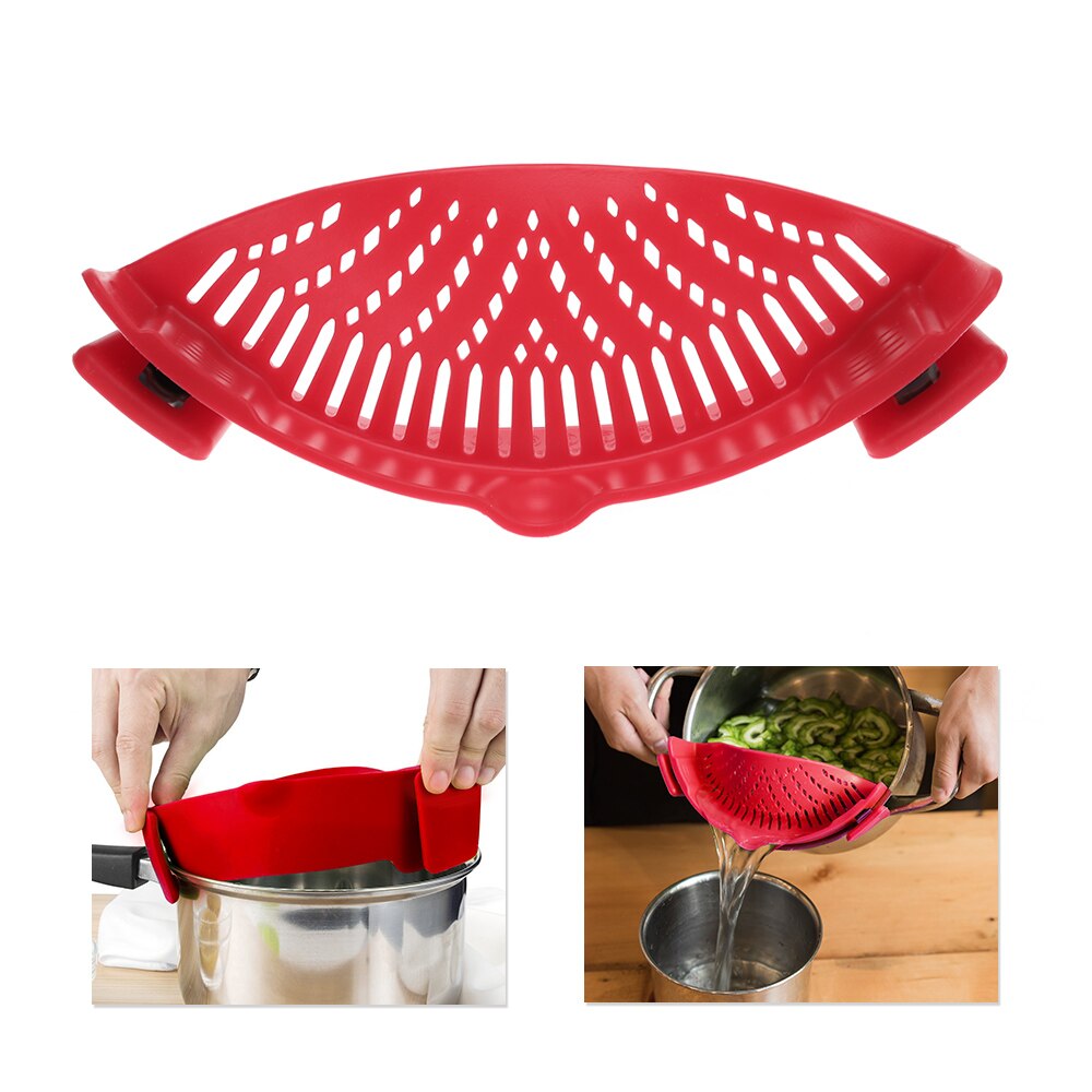 Silicone Kitchen Clip Pan Food Drainer