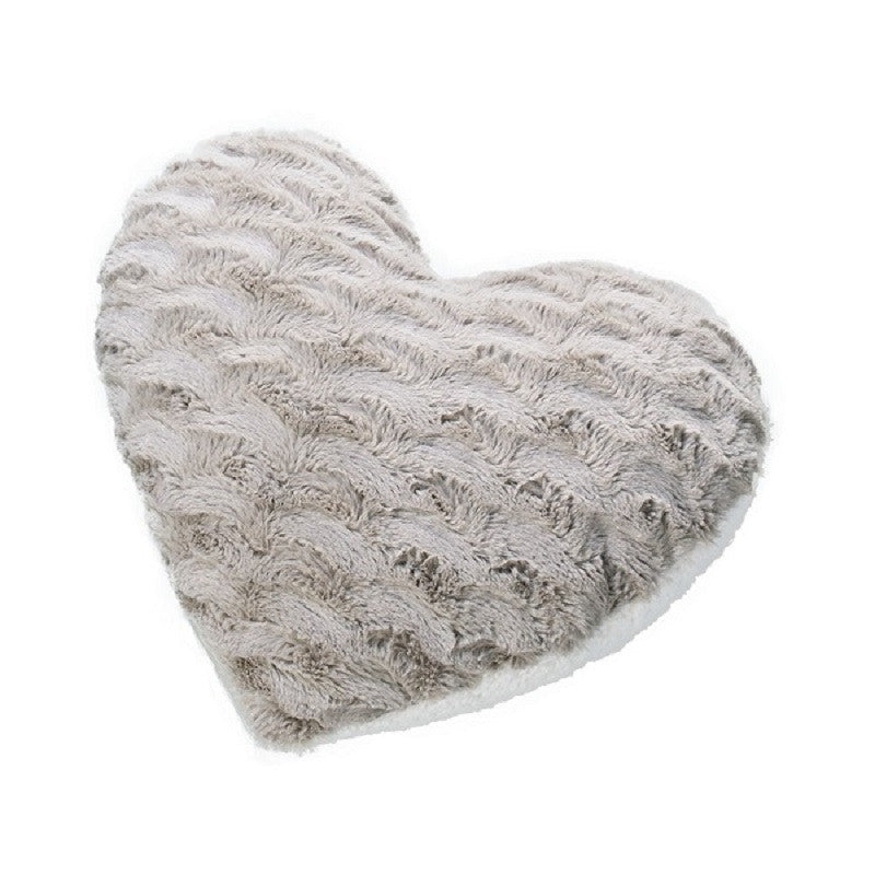Reversible Faux Fur Heart Shaped Cushion - Scarlet Bloom