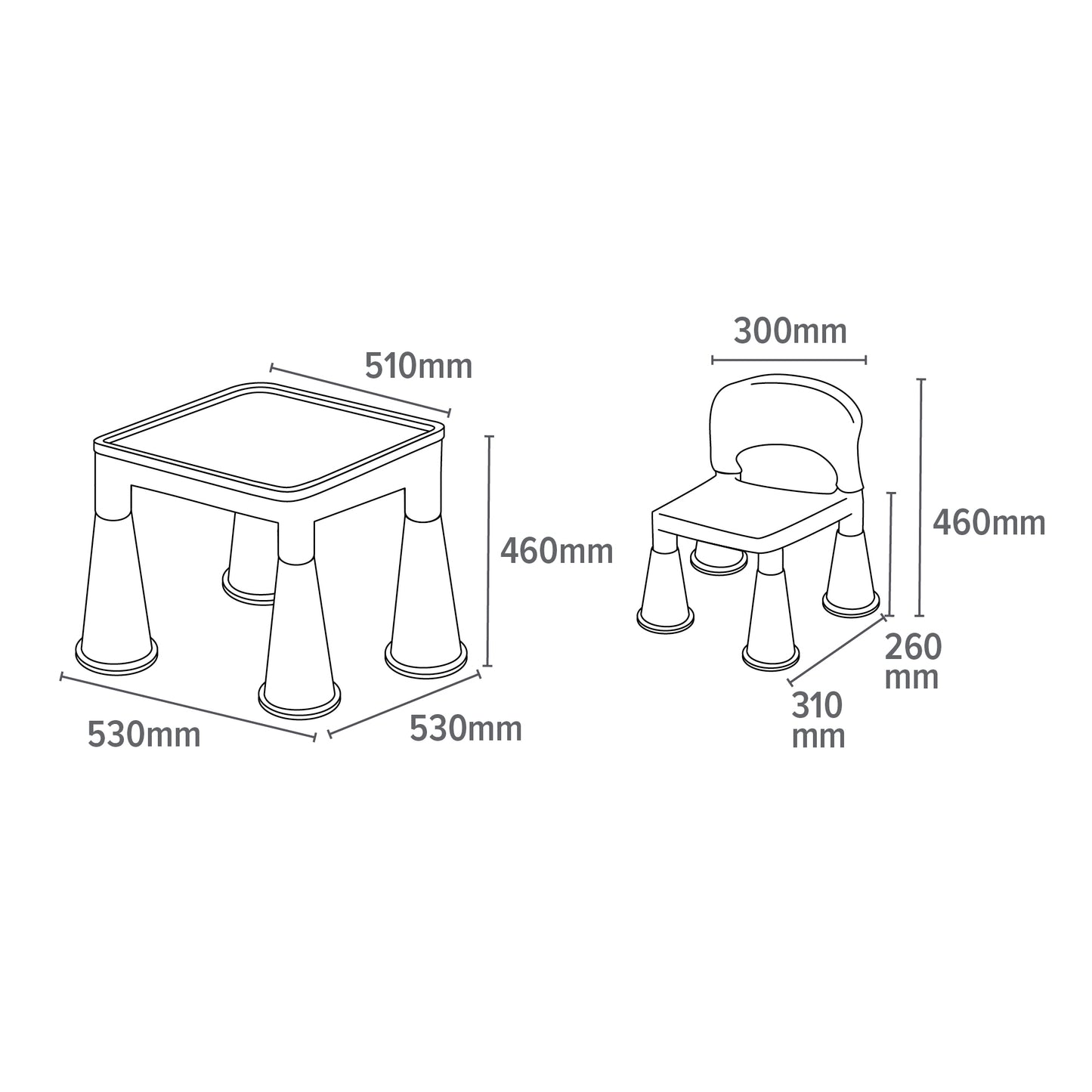 Kids Trumpet Legs Plastic Table and Chair Set