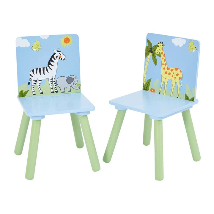 Children's Safari Square Wooden Table and 2 Chairs