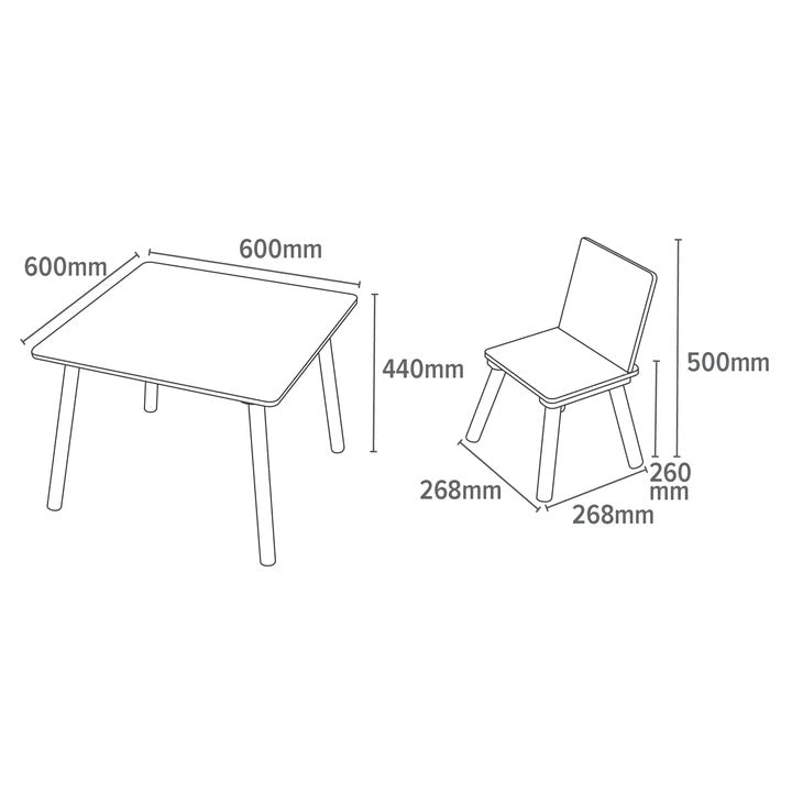 Children's Safari Square Wooden Table and 2 Chairs