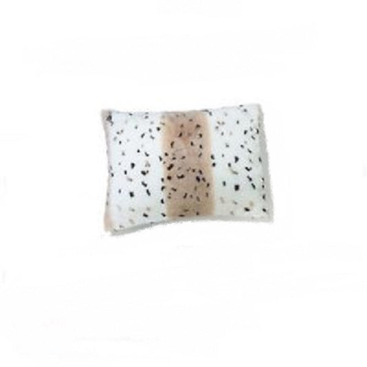 Snow Leopard Print Faux Fur Cushion with Beige Fleece Back - Scarlet Bloom