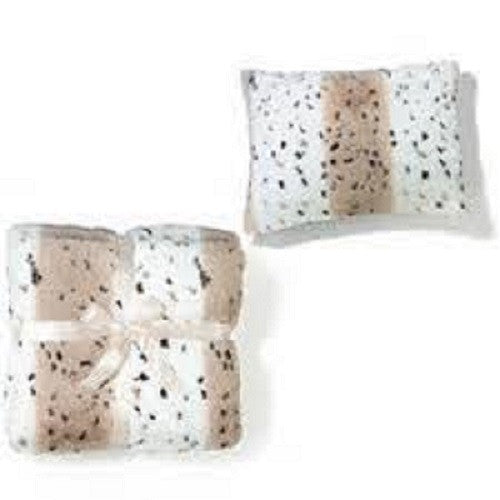 Snow Leopard Print Faux Fur Cushion with Beige Fleece Back - Scarlet Bloom