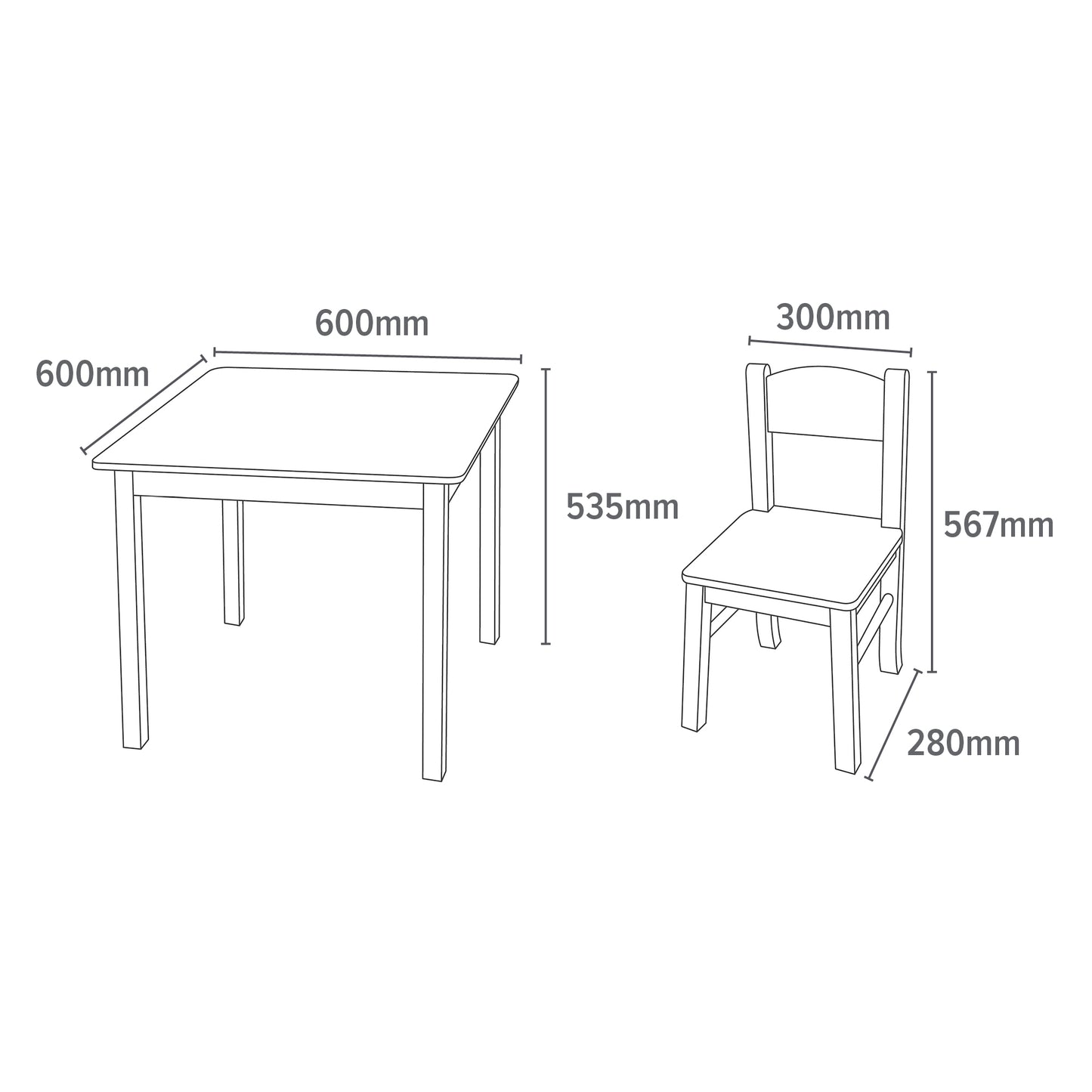 Kids White Wooden Table and Chair Set